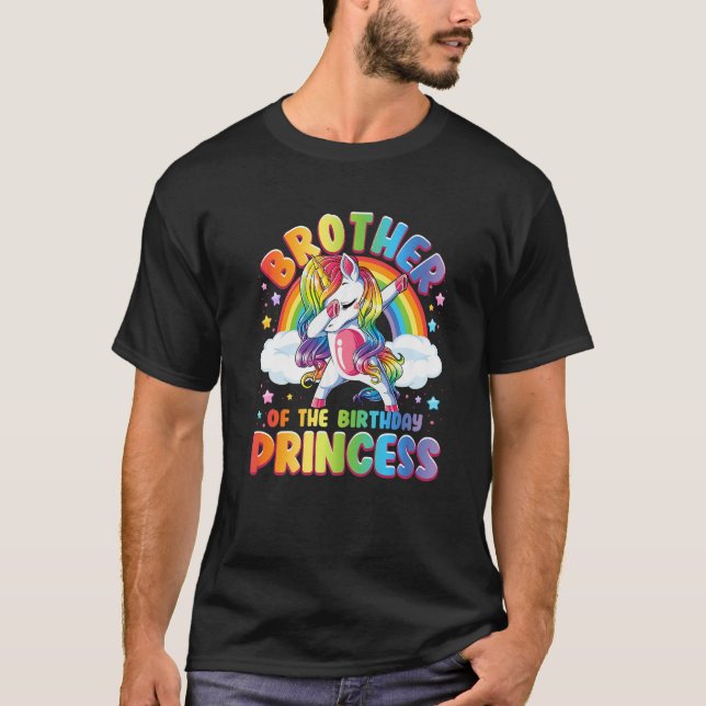 Camiseta Hermano De La Princesa De Cumpleaños Unicornio (Anverso)