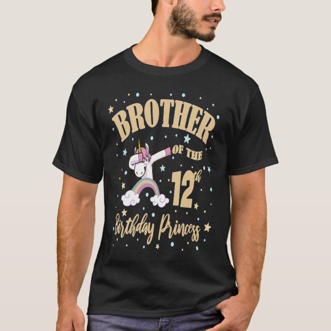 Camiseta Hermano De La Princesa Unicornio De 12 Años (Anverso)