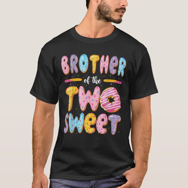 Camiseta Hermano De Los Dos Donut Dulces Niño Cumpleaños 2 (Anverso)