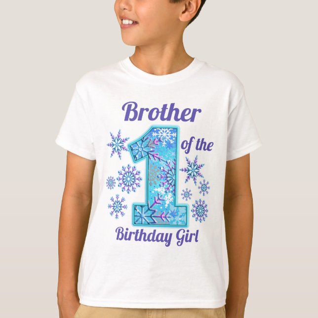 Camiseta Hermano de nieve del primer cumpleaños congelado (Anverso)