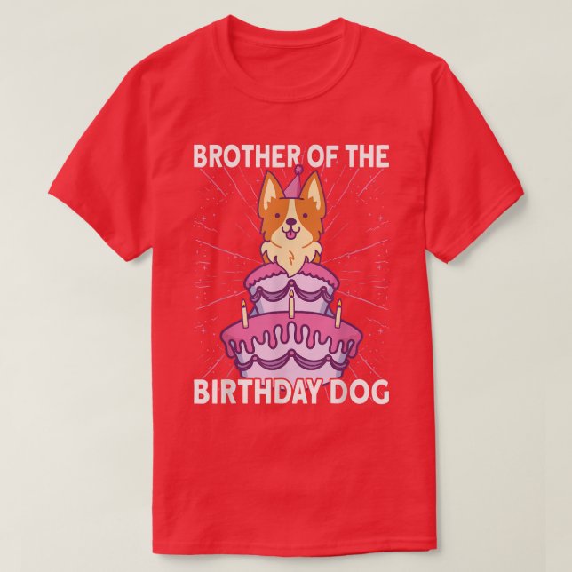 Camiseta Hermano de Perro Cumpleaños Perro Corgi Perro (Diseño del anverso)