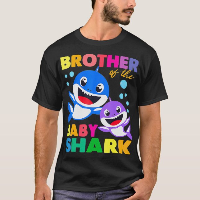 Camiseta Hermano Del Bebé Shark Cumpleaños Hermano Tiburón (Anverso)