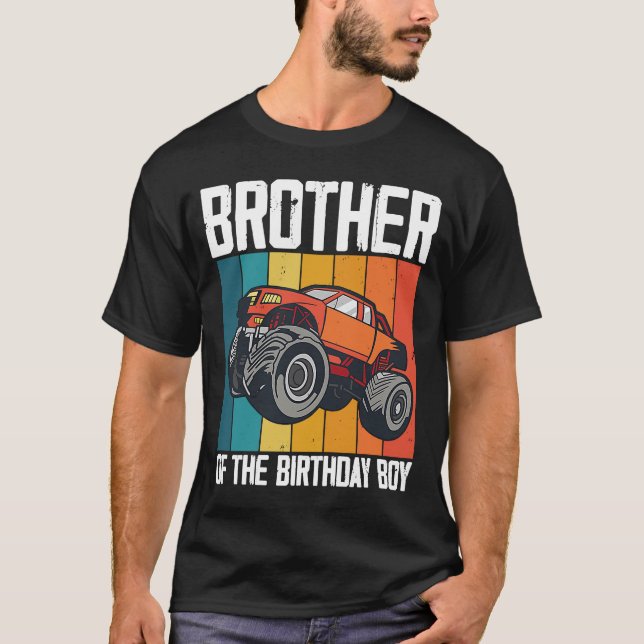 Camiseta Hermano Del Camión Monstruo Del Niño De Cumpleaños (Anverso)