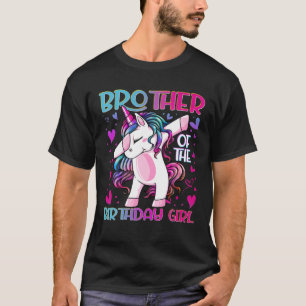 Camiseta Hermano Del Chica De Cumpleaños Dabbing Unicorn Br