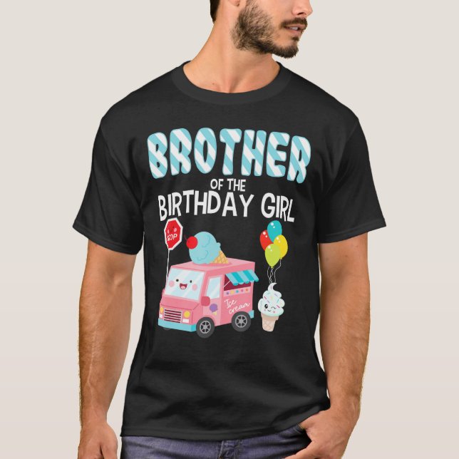 Camiseta Hermano Del Chica De Cumpleaños Helado Cream Truck (Anverso)