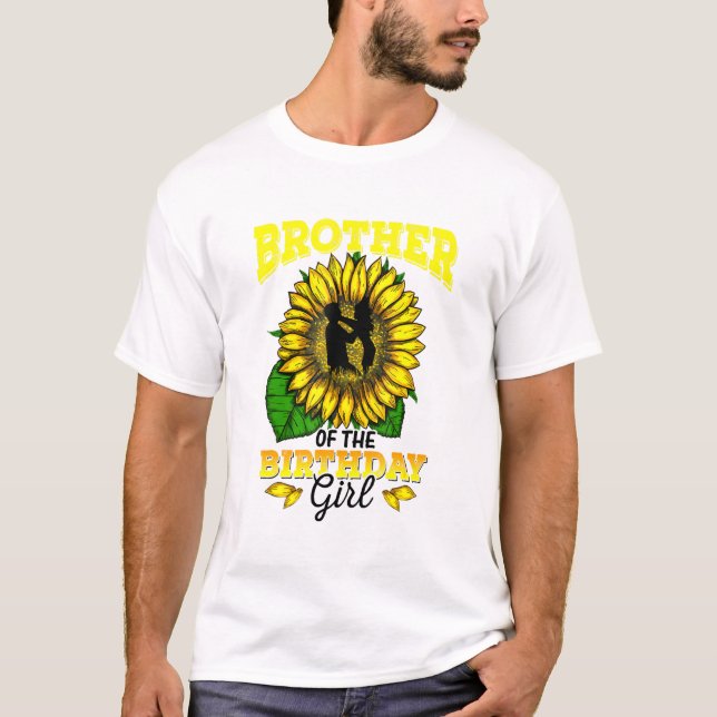 Camiseta Hermano Del Cumpleaños Chica Sunflower Cumpleaños  (Anverso)