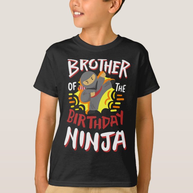 Camiseta Hermano Del Cumpleaños Ninja Karate Niños Bday Par (Anverso)