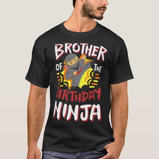 Camiseta Hermano Del Cumpleaños Ninja Karate Niños Bday Par (Anverso)