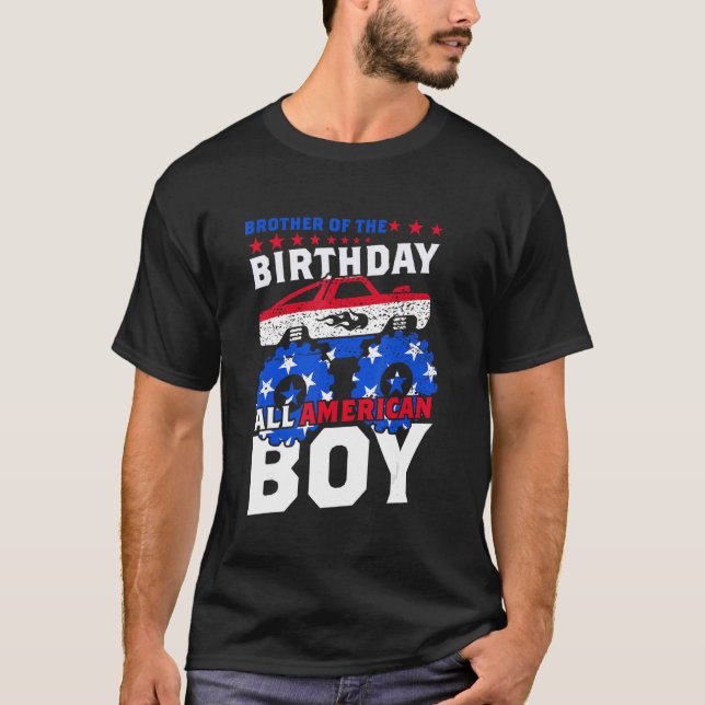 Camiseta Hermano Del Cumpleaños Todo Niño Americano Monstru (Anverso)