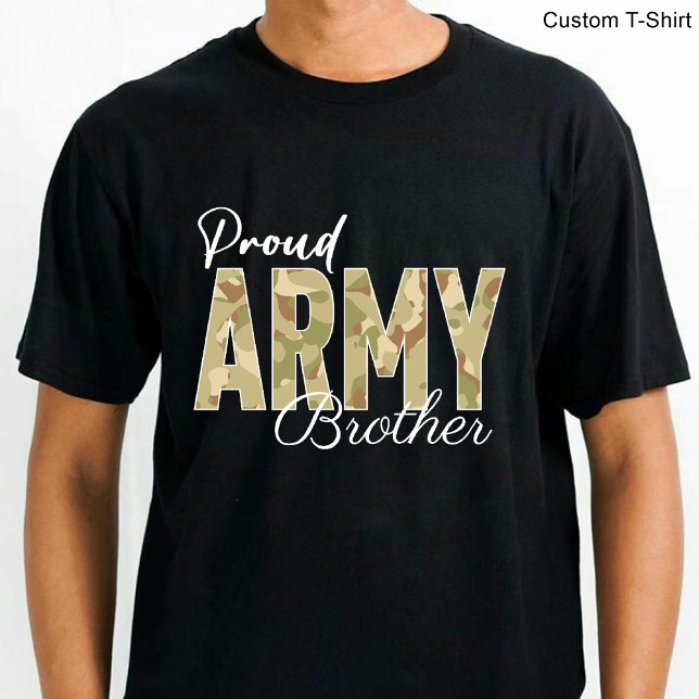 Camiseta Hermano del Ejército Orgulloso / Familia Marina Ne (Proud Army Brother / Marine Family Black T-Shirt)
