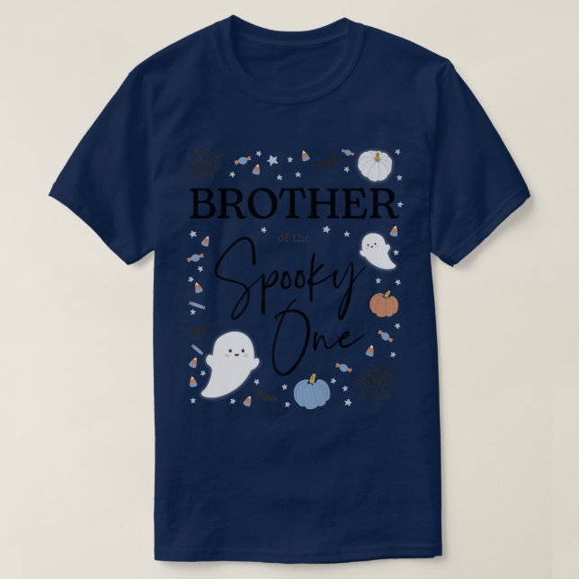 Camiseta Hermano del espeluznante primer niño de cumpleaños (Diseño del anverso)
