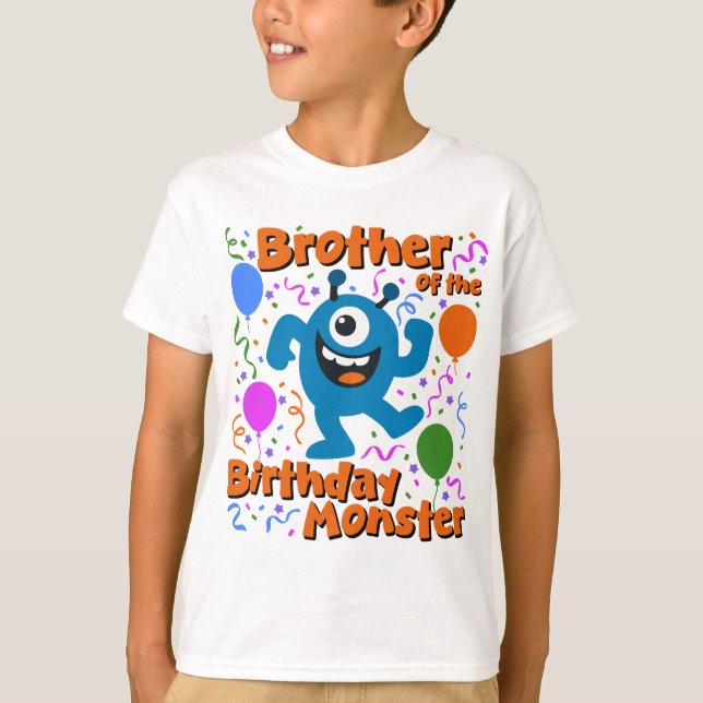 Camiseta Hermano del Monstruo del Cumpleaños  (Anverso)