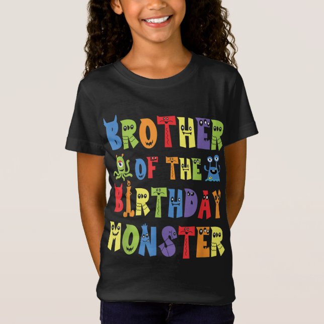 Camiseta Hermano Del Monstruo Del Cumpleaños Alien Kid B-da (Anverso)
