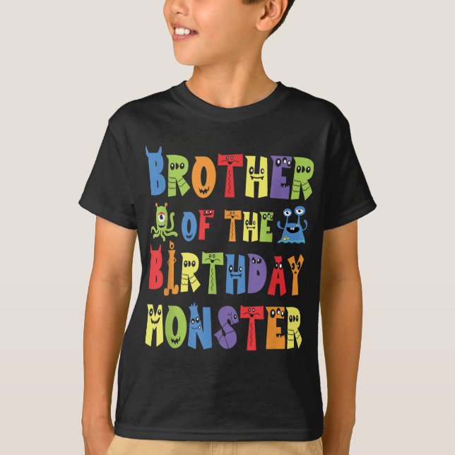 Camiseta Hermano Del Monstruo Del Cumpleaños Alien Kid B-da (Anverso)