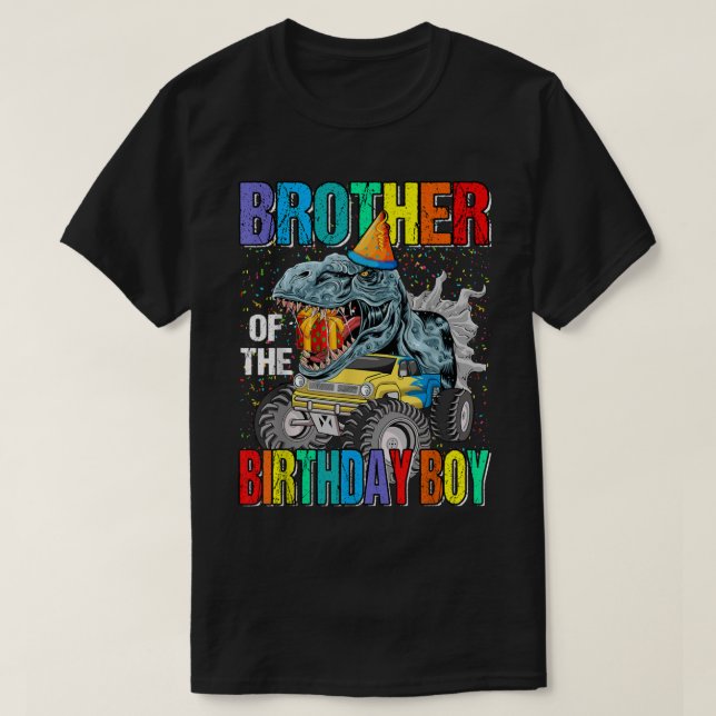 Camiseta Hermano Del Monstruo Del Niño Del Cumpleaños Camió (Diseño del anverso)