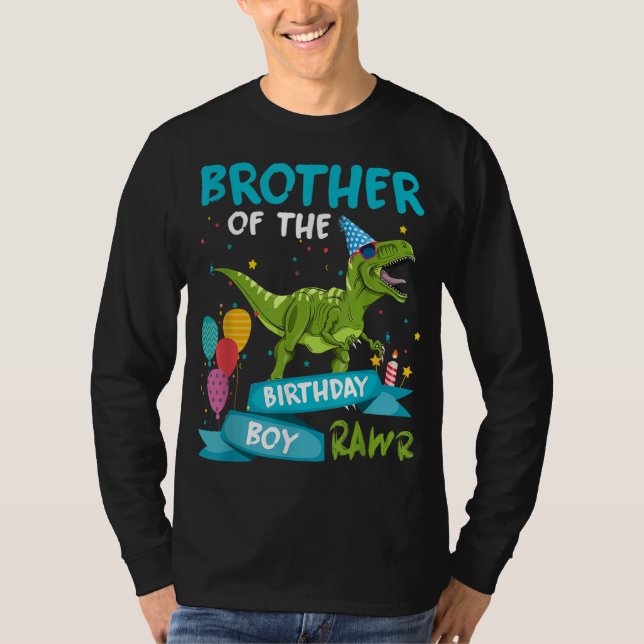 Camiseta Hermano del niño cumpleaños T-Rex Dinosaur Birthda (Anverso)