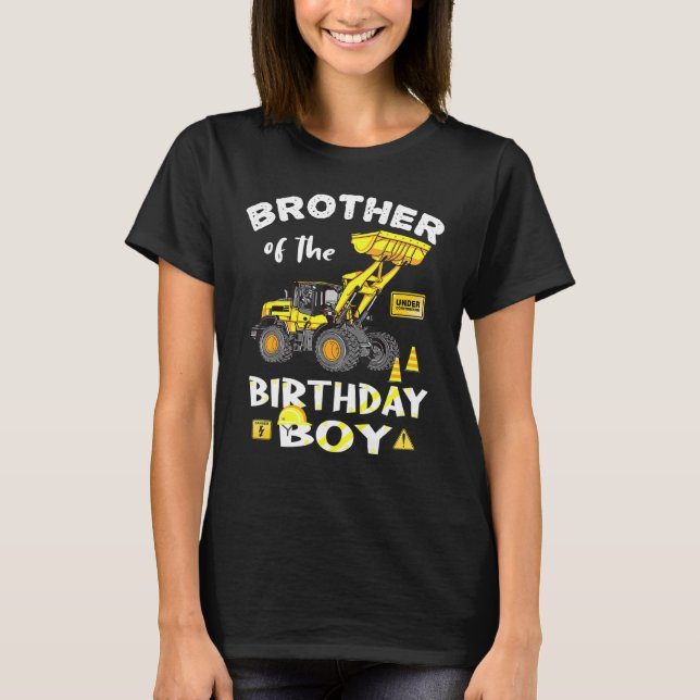 Camiseta Hermano Del Niño De Cumpleaños Bro Yello De Constr (Anverso)