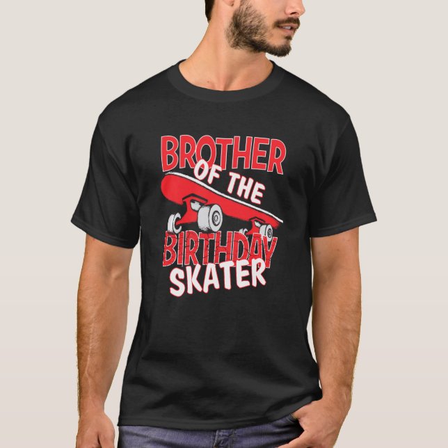 Camiseta Hermano Del Niño Del Patinaje De Cumpleaños Y Día  (Anverso)