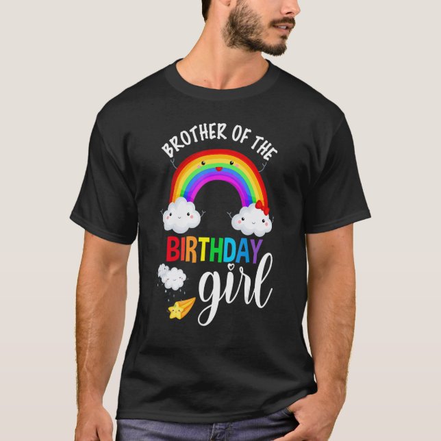 Camiseta Hermano del partido de cumpleaños Chica Rainbow B- (Anverso)