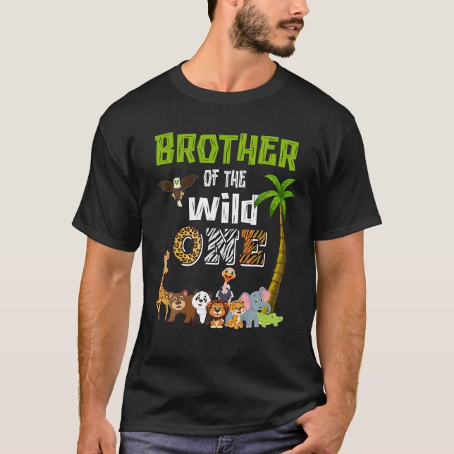 Camiseta Hermano del salvaje zoológico tema de primer cumpl (Anverso)
