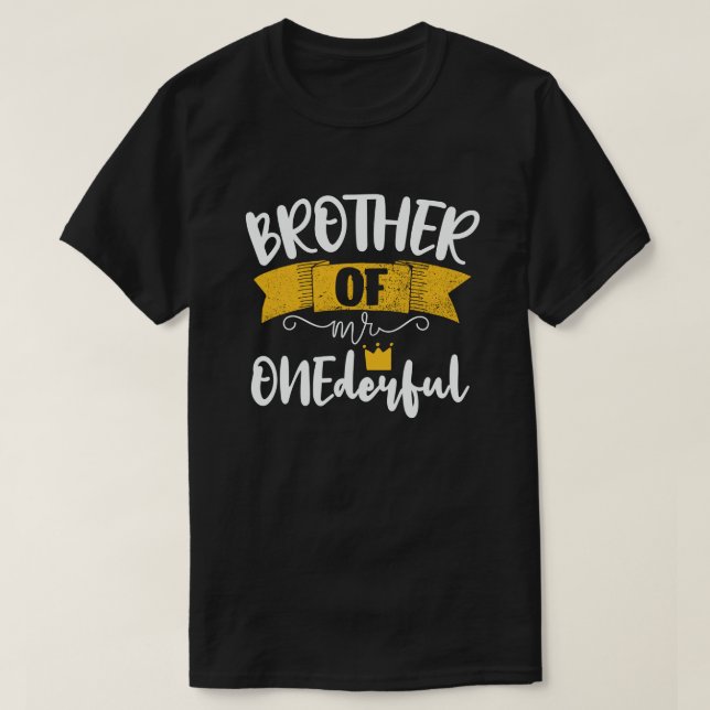 Camiseta Hermano del Sr. OneMaravilloso Fiesta de cumpleaño (Diseño del anverso)