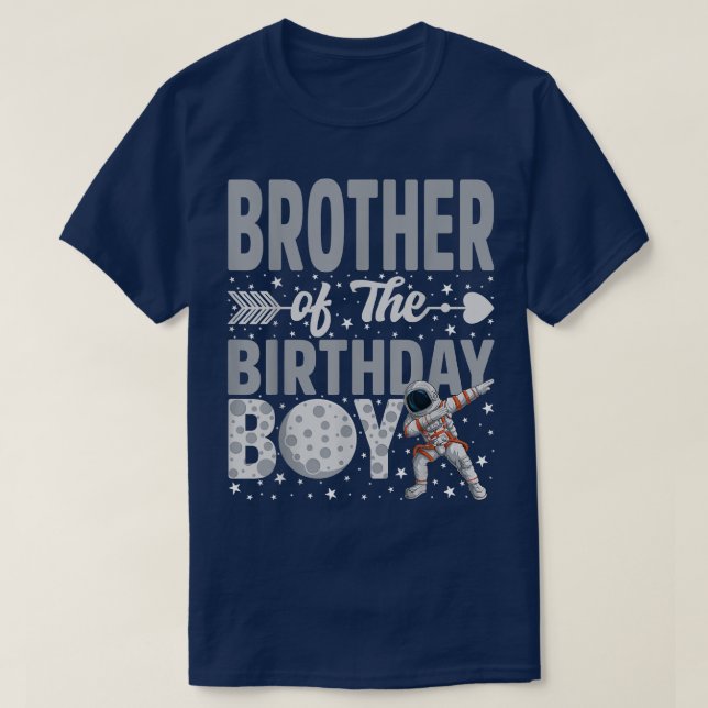 Camiseta Hermano Del Tema Espacial De Astronauta De Cumplea (Diseño del anverso)