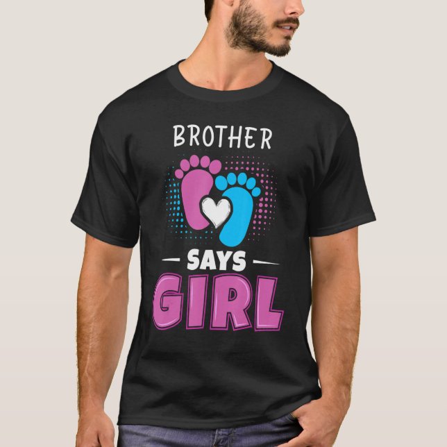 Camiseta Hermano dice que Chica bebé género revelar traje p (Anverso)