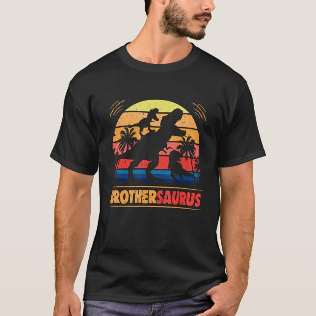 Camiseta Hermano Dinosaur Rex Brothersauro 2 niños Familia  (Anverso)