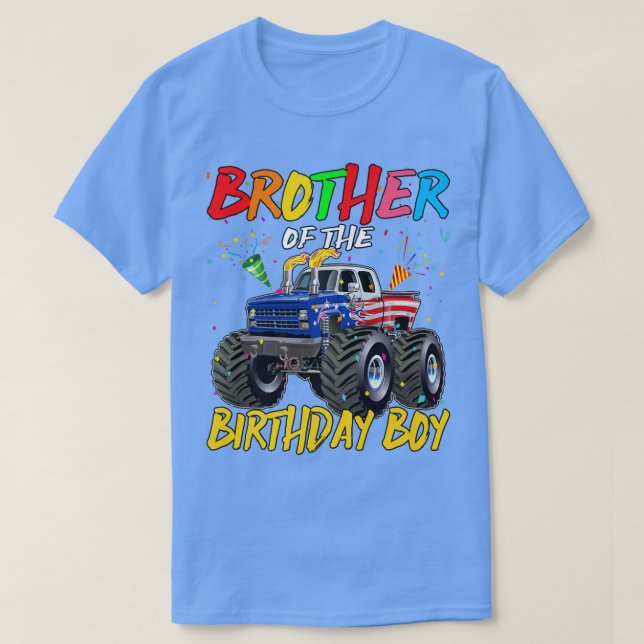 Camiseta Hermano el cumpleaños del niño monstruo del camión (Diseño del anverso)