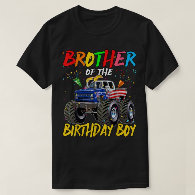 Camiseta Hermano el cumpleaños del niño monstruo del camión (Diseño del anverso)