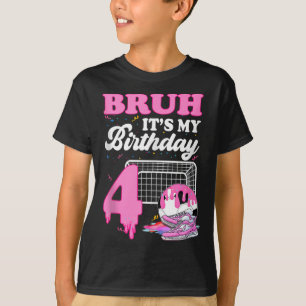 Camiseta Hermano Es Mi 4to Cumpleaños Fútbol Helado Goteo E