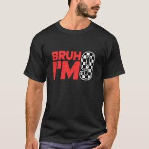 Camiseta Hermano estoy 9 A cuadros cumpleaños 9 años de eda