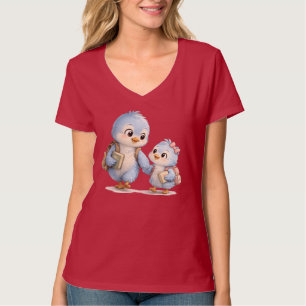 Camiseta hermano hermana cuello en V Pájaro Azul