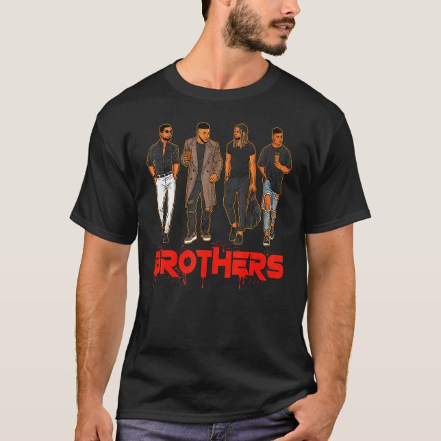 Camiseta Hermano Hombres caucásicos Hispanos Negros Amigos  (Anverso)