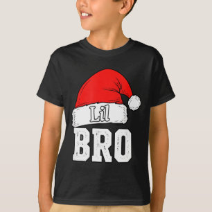 Camiseta Hermano Lil Bro Santa Sombrero Navidad Hermano Men