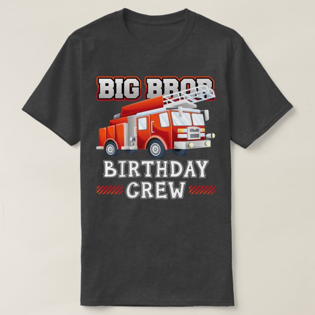Camiseta Hermano Mayor Cumpleaños Crew Camión de Bomberos B (Diseño del anverso)