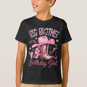 Camiseta Hermano mayor de la niña cumpleañera vaquera rosa