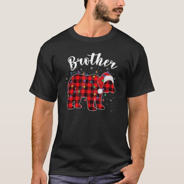 Camiseta Hermano Navidades Oso Pajama Red Plaid Buffalo Fa (Anverso)
