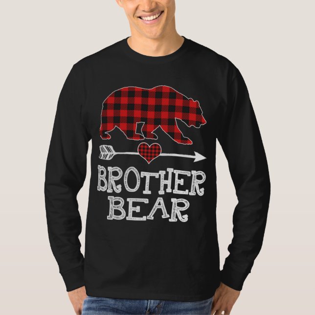 Camiseta Hermano Navidades Oso Pajama Red Plaid Buffalo Fa (Anverso)