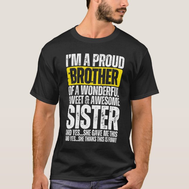 Camiseta Hermano orgulloso de una hermana maravillosa (Anverso)