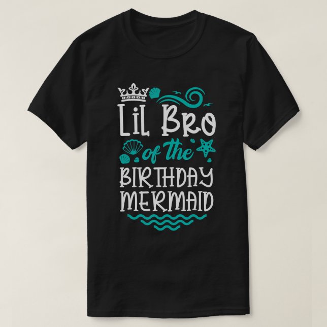 Camiseta Hermano pequeño de la sirena de cumpleaños, lindo  (Diseño del anverso)