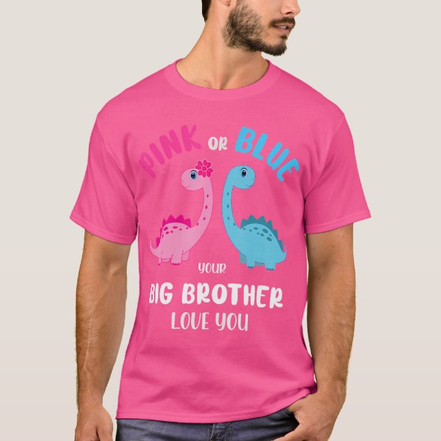 Camiseta Hermano Rosa O Azul Te Ama Género Revelar El Bebé  (Anverso)