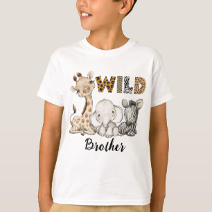 Camiseta Hermano salvaje del cumpleaños Safari