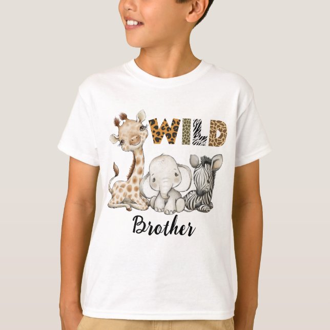 Camiseta Hermano salvaje del cumpleaños Safari (Anverso)