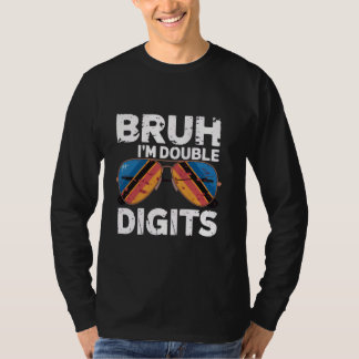 Camiseta Hermano, tengo dos dígitos Cumpleaños 10 Retro par