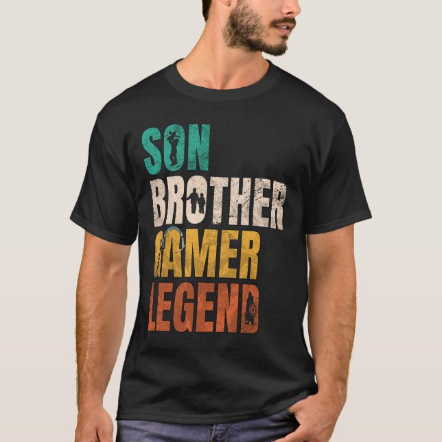 Camiseta Hermano Video Gamer Leyenda Familia Pareja (Anverso)
