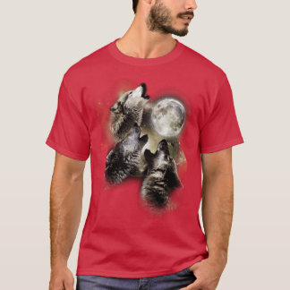 Camiseta Hermanos Lobo Aullando a la Luna Llena retro