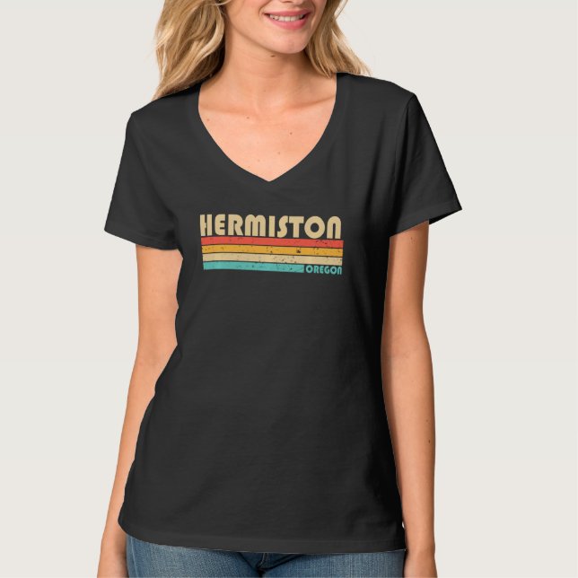 Camiseta Hermiston U Oregon Funny City Home Roots Retro 70 (Anverso)