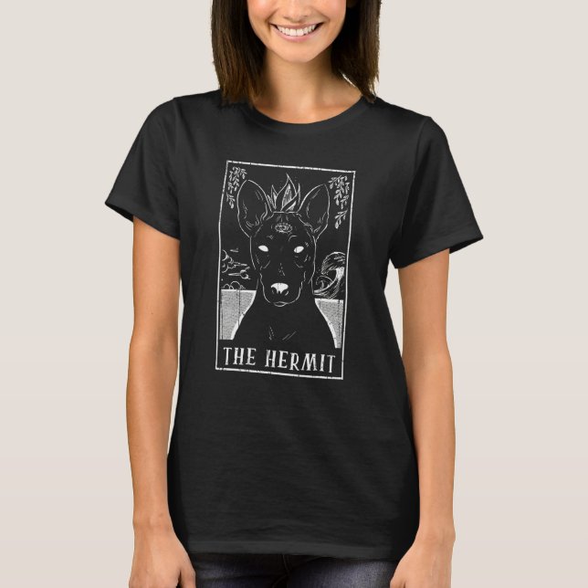 Camiseta Hermit Dog Basenji Tarot Card Pagan Goblincore Occ (Anverso)