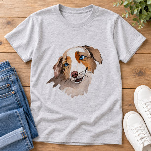 Camiseta Hermosa acuarela Blue Eyed Australian Shepherd
